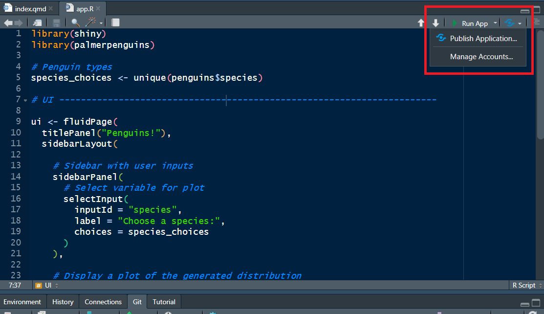 Screenshot of Rstudio